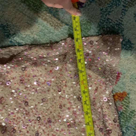 Pink with Rosé beading and sequins one shoulder midi dress - Picture 14 of 14